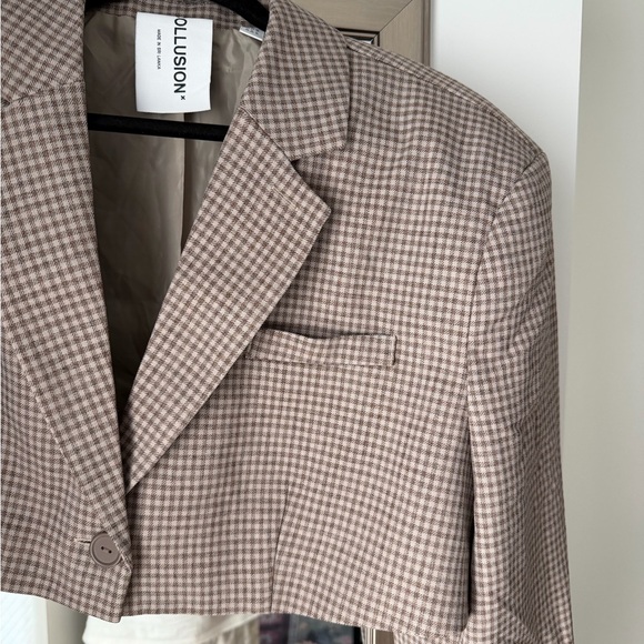 ASOS collusion Cropped Check Blazer - Taupe Houndstooth - Picture 5 of 5